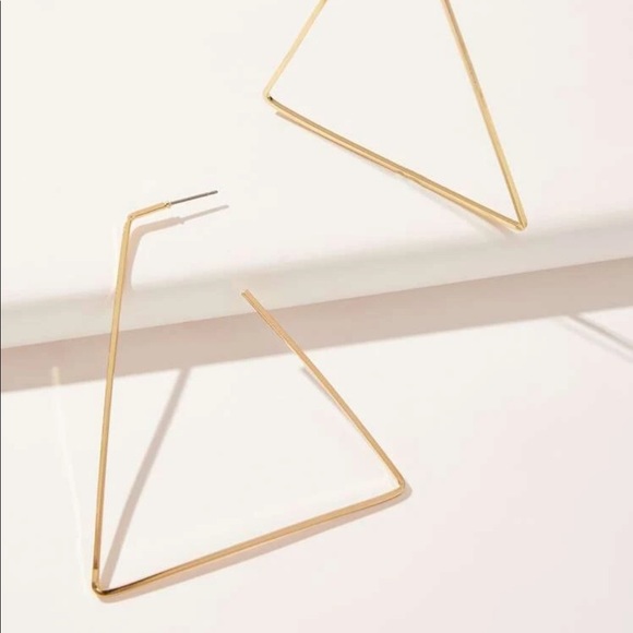 Gold Tone Geometric Earrings, beautiful Earrings, cute Earrings - Picture 2 of 3